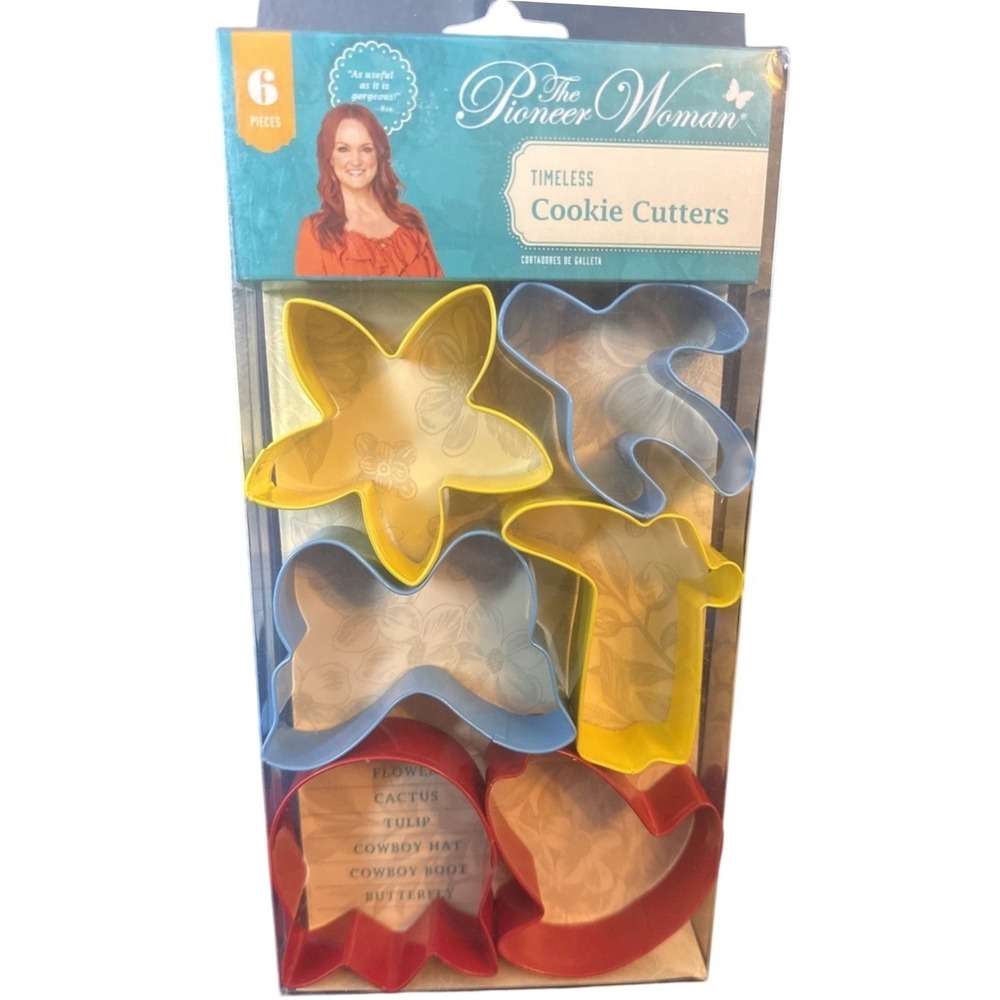 Pioneer Woman Timeless Cookie Cutters 6 pc Set Flower Cactus Tulip Cowboy Baking